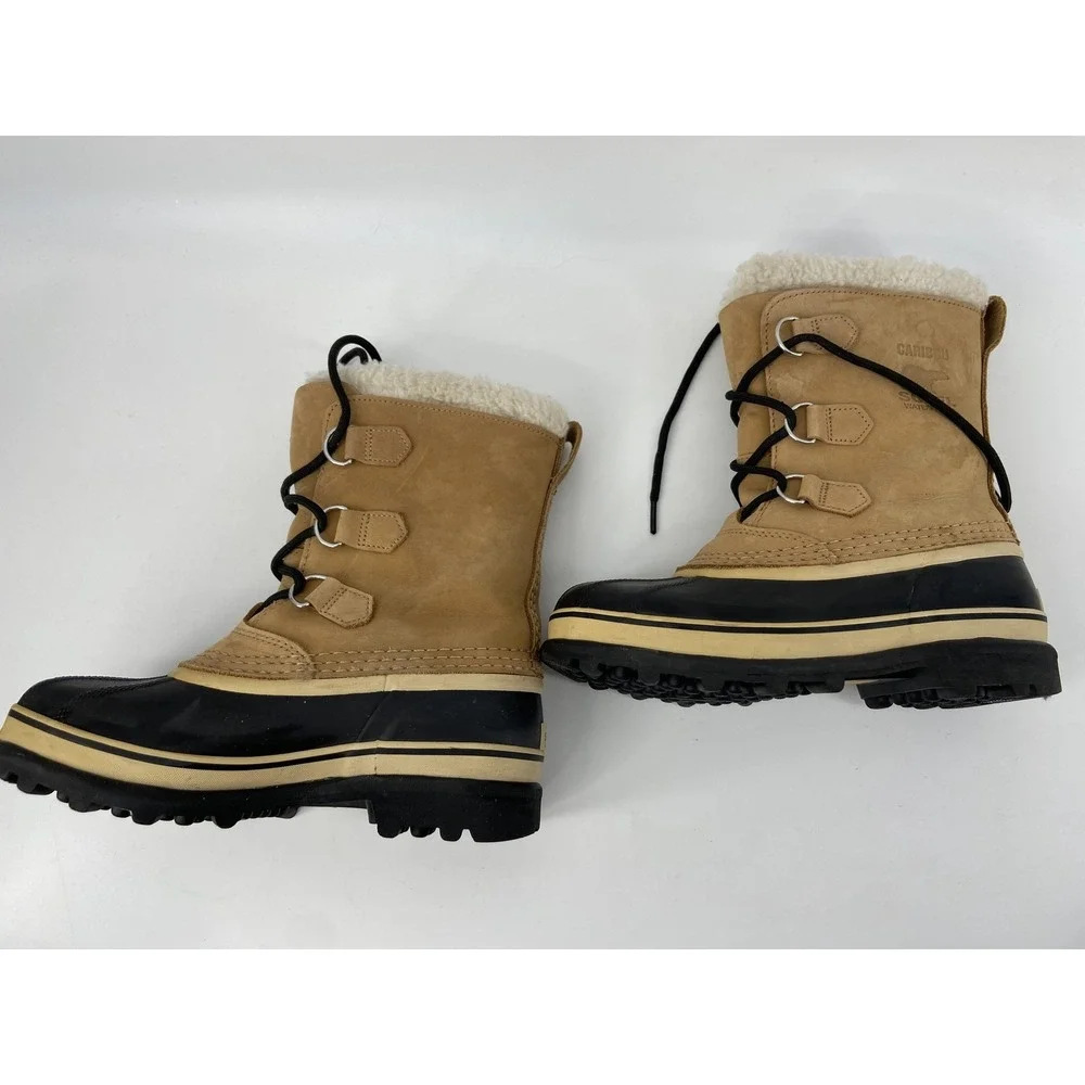 Sorel Caribou Boots Mens 5 Tan Waterproof‎ Winter Snow Insulated Outdoor Nubuck